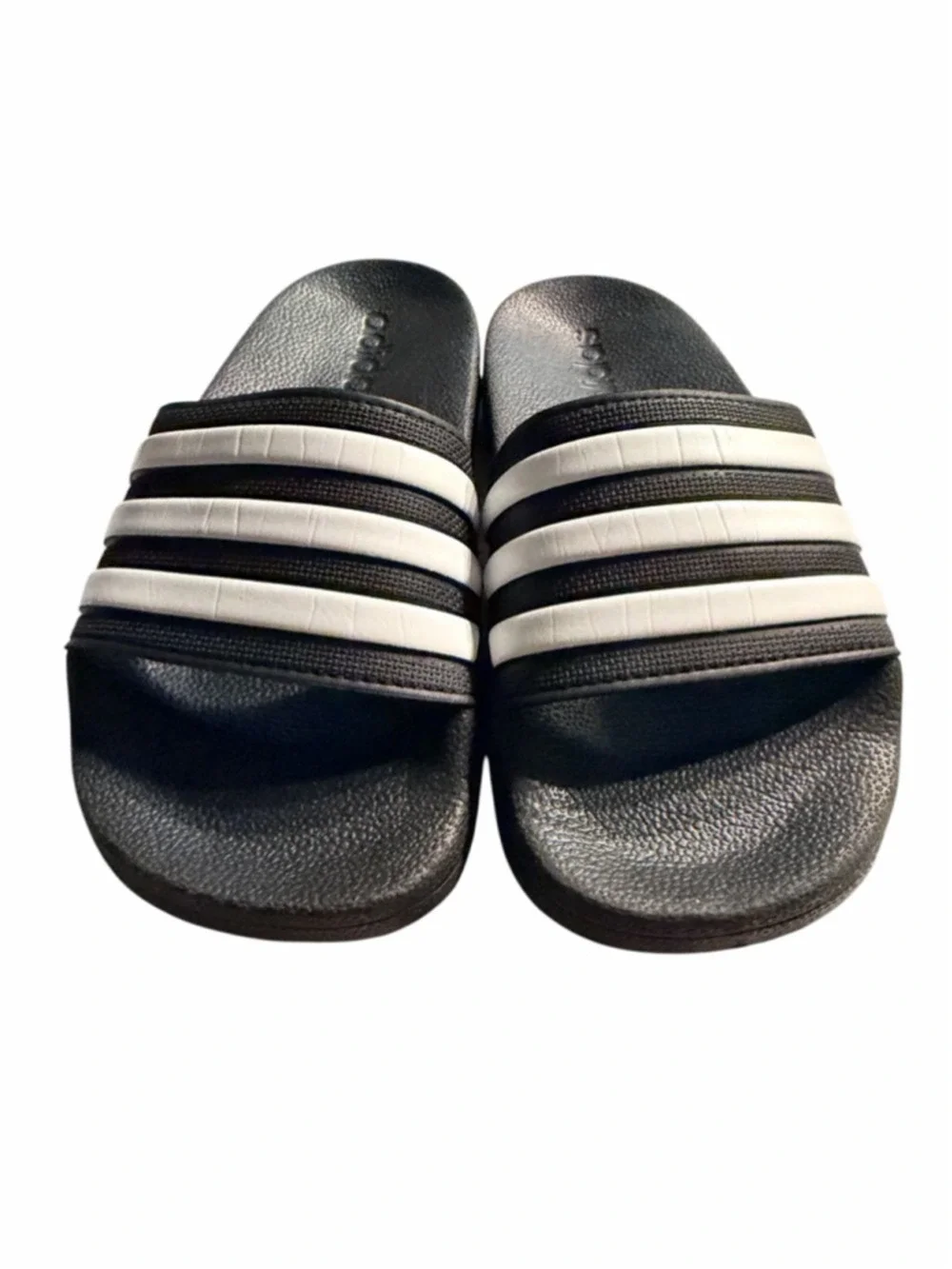 Adidas Adilette Slides Boys Size 13 Black White Slip On Sandals Kids Shoes